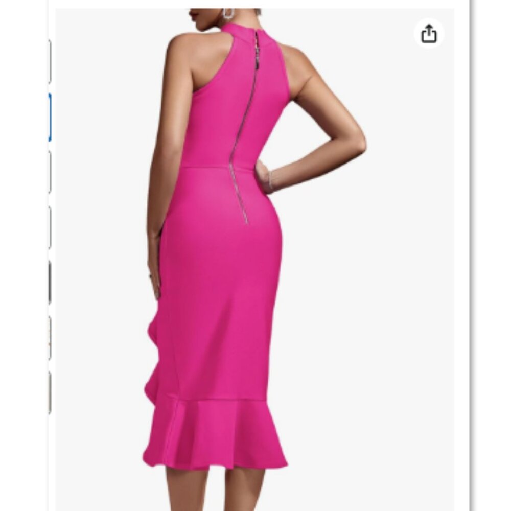 whoinshop Women's BLACK Halter Mermaid Bandage Dress | L | NWT - Picture 5 of 12